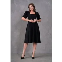 WOMAN VISION Minikleid Midikleid mit eckigem Ausschnitt und kurzen Ärmeln