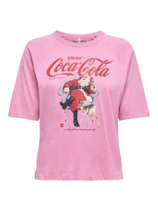 ONLY - ONLCOCA COLA XMAS LIFE S/S TOP JRS sachet pink - Gr. - S
