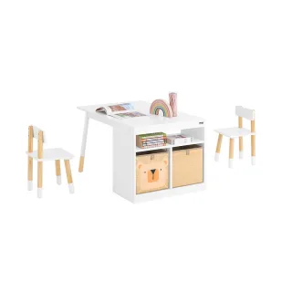 SoBuy Kindersitzgruppe, Weiß, Natur, Holzwerkstoff, Holz, Kiefer, 90x53x60 cm, Kinderzimmer & Jugendzimmer, Kindermöbel, Kindersitzmöbel & Kindertische, Kindersitzgruppen