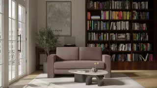 BRUNO Schlafsofa 140cm in Braun | Schmal | stabiles Massivholz & Boxspringkomfort