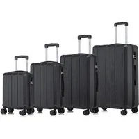 YONSLY Trolleyset Reisekoffer-Set aus ABS für Handgepäck und Reisen in S bis XL, 4 Rollen, (Spar-Set, 4 tlg., Hartschalen Trolley Set), mit 360° Doppelrollen, integriertem Zahlenschloss und Gummigriff