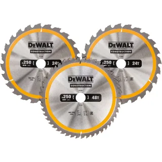 DEWALT CONSTRUCTION Kreissägeblatt-Set stationär ø 250mm 3-tlg. - DT1963-QZ