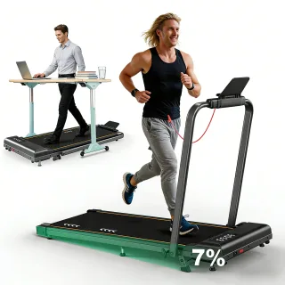 [EU Direct] Bominfit TW2 Professional Shock-Absorbing Treadmill with 7% Incline - Top Speed 12km/h, 120KG Load, 7-Layer