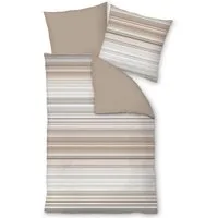 LIVING DREAMS Bettwäsche Bettwäsche-Set NATURAL STRIPES Baumwoll Satin atmungsaktiv, satin, 2 teilig, feine Querstreifen Wende-Bettwäsche hautfreundlich