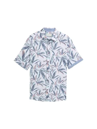 Tom Tailor - Comfort Fit Hemd mit Palmen-Print white multi leaf design - Gr. - L