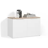 Livinity® Kommode Piave, Weiß/Sonoma/Sonoma, mit 2 Türen (1 St)