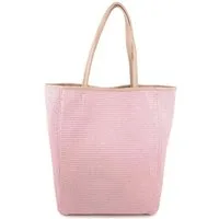 ITALYSHOP24 Schultertasche Made in Italy Damen Leder Tasche Strohtasche SHOPPER Tote Bag DIN-A4, Freizeit Umhängetasche Häkeltasche Boho Strand Henkeltasche Geflecht