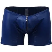 Lau-Fashion Boxershorts Zipper Wetlook Boxer Shorts Herren Slip Männer Hose Unterwäsche S/M
