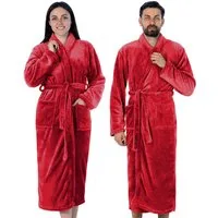 Gräfenstayn Unisex-Bademantel Damen Herren Kuschelfleece Bademantel Größe S-XXXL, warm & kuschelig, Waden bis Knöchellang, Fronttaschen, Gürtel, S-XXXL