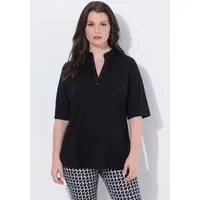 Ulla Popken T-Shirt T-Shirt Ziersteine Stehkragen Halbarm Pima Cotton