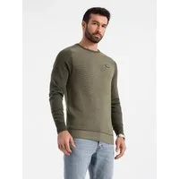 OMBRE Strickpullover Herrenpullover aus Baumwolle mit Aufnäher und Raglanärmeln
