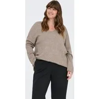 ONLY CARMAKOMA V-Ausschnitt-Pullover CARIBI LS RIB LOOSE V-NECK CC KNT Viskosemischung, regular fit