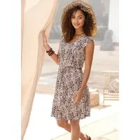 LASCANA Jerseykleid mit kurzen Ärmeln und Alloverdruck kurzes Sommerkleid, Strandkleid, Druckkleid, Viskosekleid