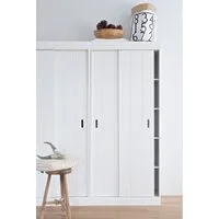 WOOOD Garderobenschrank Row FSC®-Kiefernholz gebürstet mit Schiebetüren H 195 x B 85 x T 44 cm Tragkraft 15 kg pro Boden, nebeneinander kombinierbar, pfleigleicht