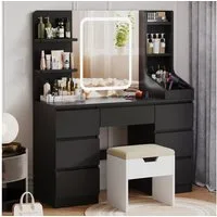 HOMALL Schminktisch Schminktisch Spiegel und LED Mit 7 Schubladen 8 Ablagefächern (GroBe: 110*40*139 cm Einstellbare drei Farbtemperaturen, um thr perfektes Make-up zu prasentieren)