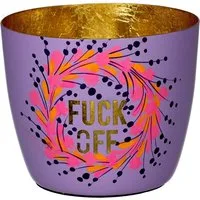 Giftcompany Windlicht Madras Windlicht M Fuck off lila/gold 8,5cm