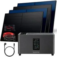 SUNNIVA Balkonkraftwerk 2000W Balkonkraftwerk mit 2,56 kWh Speicher MARSTEK Jupiter C + Plus, (BIFAZIAL FULLBLACK komplett Steckdose, PV Solaranlage Komplettset mit Solarspeicher, 4x 500W N-Type Glas-Bifacial)