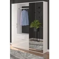 Inn.Furn Garderoben-Set SystemX, (Garderobe und Schuhschrank, weiß Hochglanz mit Spiegeltüren, 6-türig, 152 x 193 cm), Komplett-Set mit variabler Inneneinteilung