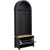 Yorbay Garderobe mit Schuhschrank & Hakenleiste, Moderner Hall Tree für den Flur (195 x 75 x 35 cm), Kompakter Garderobenschrank mit Ablage
