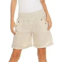 Mississhop Leinenhose 100 % Leinen Damen Shorts Leinenshorts Bermuda kurze Hose 280