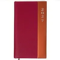 AMLI Taschenkalender Taschenkalender 2027 A6 Lang 1 Woche 2 Seiten Softtouch Bordeaux-Rot, A6 Lang 10,5x17,8 cm, Softtouch, Leseband, Ferien & Feiertage