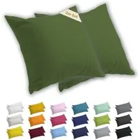 Lavea Kissenbezug 2er Set Kissenhülle Jersey, 100% Baumwolle, Kissenbezüge, (2 Stück), allergikerfreundlich - sicherer YKK-Reißverschluss - waschbar 60°C