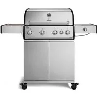 BURNHARD® Gasgrill 4-Brenner, 21,2 kW Gesamtleistung, Infrarot-Keramikbrenner, Seitenkochfeld, Edelstahl, Edelstahlrost, große Grillfläche, Piezo-Zündung – Big FRED Deluxe