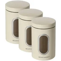 ECHTWERK Vorratsdose Aufbewahrungsdosen-Set mit Sichtfenster, je 1,4 Liter, Metall, (Set, 3-tlg), für Mehl, Müsli, Kaffee oder Zucker, mit Klick-Deckel
