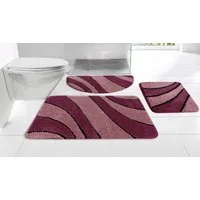 OTTO home Badematte Anna, Badvorleger, Badezimmer Teppich, Höhe 16 mm, rutschhemmend beschichtet, schnell trocknend, fußbodenheizungsgeeignet, Polyester, rechteckig, 3tlg Set Hänge WC, Badteppich, Hoch Tief Effekt, Modern, Weich, Wellen