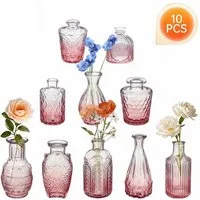 SEHAUSEU Dekovase Vase aus Glas Blumenvase (Set, 10 St) Verlaufsfarben klein, in 10 unterschiedlichen Formen