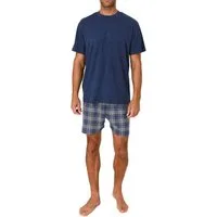 Normann Pyjama Normann Herren kurzarm Schlafanzug Shorty Pyjama Hose in Karo Optik