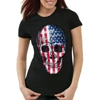 style3 T-Shirt USA Skull Totenkopf stars stripes flagge amerika knochen rocker