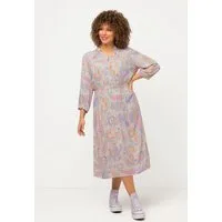 Ulla Popken Midikleid Kleid Paisley A-Linie Stehkragen 3/4-Arm