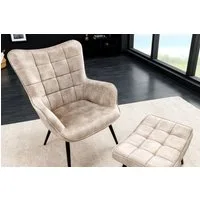 riess-ambiente Sessel SCANDINAVIA champagner beige / schwarz (Einzelartikel, 1-St), Wohnzimmer · Samt · Metall · mit Armlehnen · Scandinavian Design