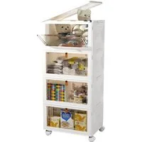 POPOLIC Aufbewahrungsbox Stapelbare Aufbewahrungsbox mit Rädern, Deckel (Kunststoff-Aufbewahrungsbox für Hausorganisation Schlafzimmer Wohnheimzimmer, 4 St., Bad Organizer Frischhaltedosen, für Büro, Küche & Wohnzimmer), Aufbewahrungsbox Große Stapel