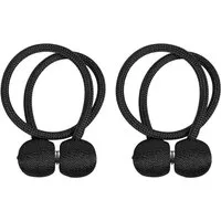 Intirilife Raffhalter, (2-teiliges Set Raffhalter Gardinenklammer in Schwarz, 2-tlg), 40 x 3 cm - Zum zusammenhalten von Vorhängen ohne Bohren oder Kleben