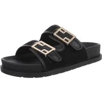 Ital-Design Bequeme Damen-Sandalen mit Schnallen fürs Freizeitstyling Pantolette (89372751) Flach Pantoletten in Schwarz