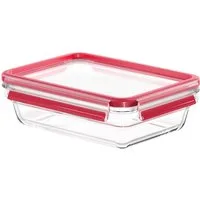 Emsa Aufbewahrungsbecher Clip & Close Glas, Glas, Polyprophylen (PP), (2-tlg), 1,1 Liter, rechteckig, Stapelkante, backofengeeignet, auslaufsicher