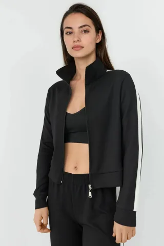 Weiche Touch Modal Stehkragen Sportjacke