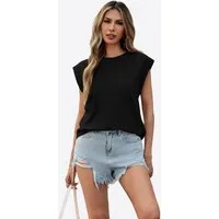 Imily Bela T-Shirt Damen Lässiges BasicTop mit kurzen Ärmeln (Packung, 1-tlg., 1per-Pack) einfarbig