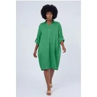 YC Fashion & Style Blusenkleid Leinen-Tunika Oversized One Size in Unifarbe