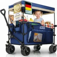 all Kids United Bollerwagen Faltbarer Bollerwagen mit Bremse 150kg Strand Garten Handwagen (Verstellbarer Griff)