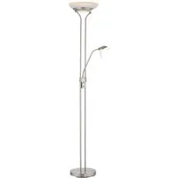 JUST LIGHT LED Deckenfluter ZAHARA, 2-flammig, Silbergrau, Stahl, mit Lesearm, Dimmfunktion, LED fest integriert, Extra-Warmweiß, Ø 32 x H 184 cm