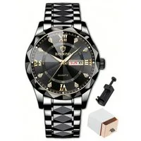 Forrlite Quarzuhr Quarzuhr, Multifunktionsuhr Armbanduhr, Chronograph Herrenuhr, (Edelstahl Armbanduhr, Herren UhrEdelstanlArmbanduhr Herrenuhr), Herren Uhr Große Zahlen Ziffern 3Bar Wasserdicht Datum Analog
