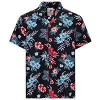 KingKerosin Kurzarmhemd Hibiscus mit tropischem Allover-Print