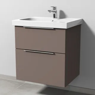 Sanipa 3way Waschtischunterbau zu Geberit iCon Light Waschtisch mit 2 Auszügen, Taupe-Matt UP5731T