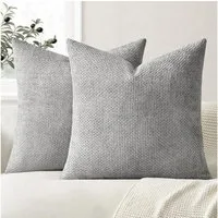 Topfinel Kissenbezug 40x40 Chenille reißverschluss herbst weihnachten dekokissenbezug sofa, (2 Stück), kissenbezüge 40x40 Grau bettwäsche kopfkissenbezüge pflegeleicht