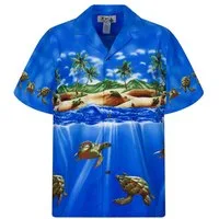 KY's Hawaiihemd "Turtle NEW" Herren Kurzarm Baumwolle Kokosknöpfe Original Hawaii