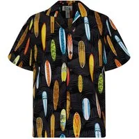 KY's Hawaiihemd "Surfbretter" Herren Kurzarm Baumwolle Kokosknöpfe Original Hawaii