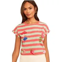 Love & Roses T-Shirt Love & Roses Rundhals-T-Shirt mit Stickerei (1-tlg)